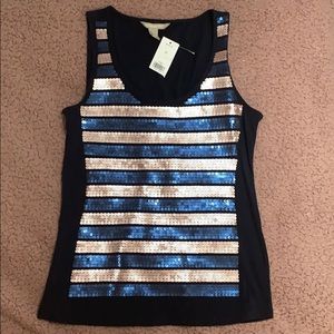 Banana Republic Navy Blue Tank Top with Sequins
